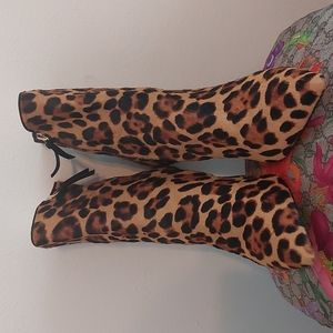 J.Crew Size 10 Cheetah Print Pointy Toe Calf Hair Ankle Boots